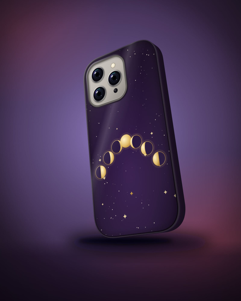 Moon Diary Case on iPhone 16 Pro, angled view