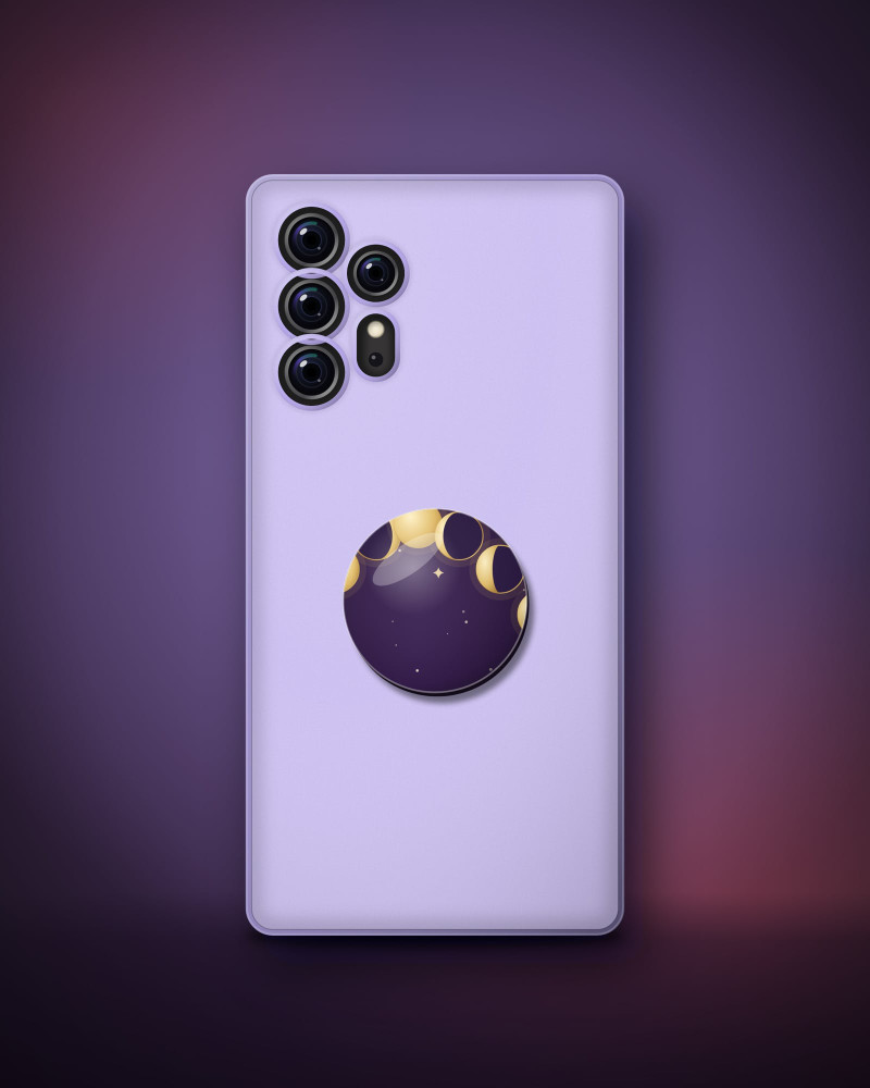 Moon Diary phone grip on a case
