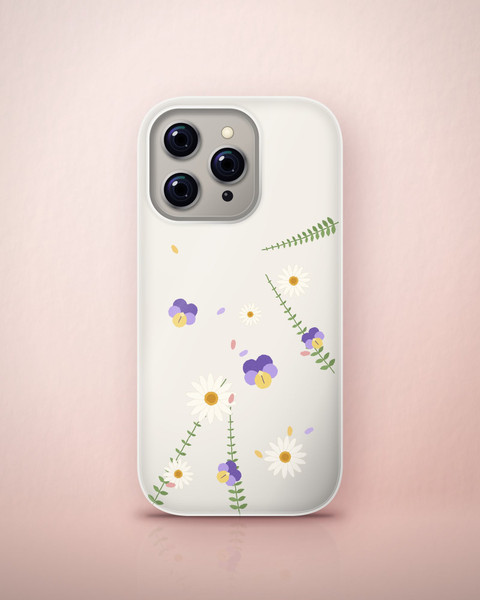 Pressed Petals Clear Case on iPhone 16 Pro, front