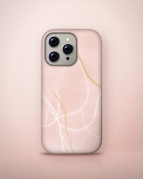 Rose Quartz Marble Case on iPhone 16 Pro, front
