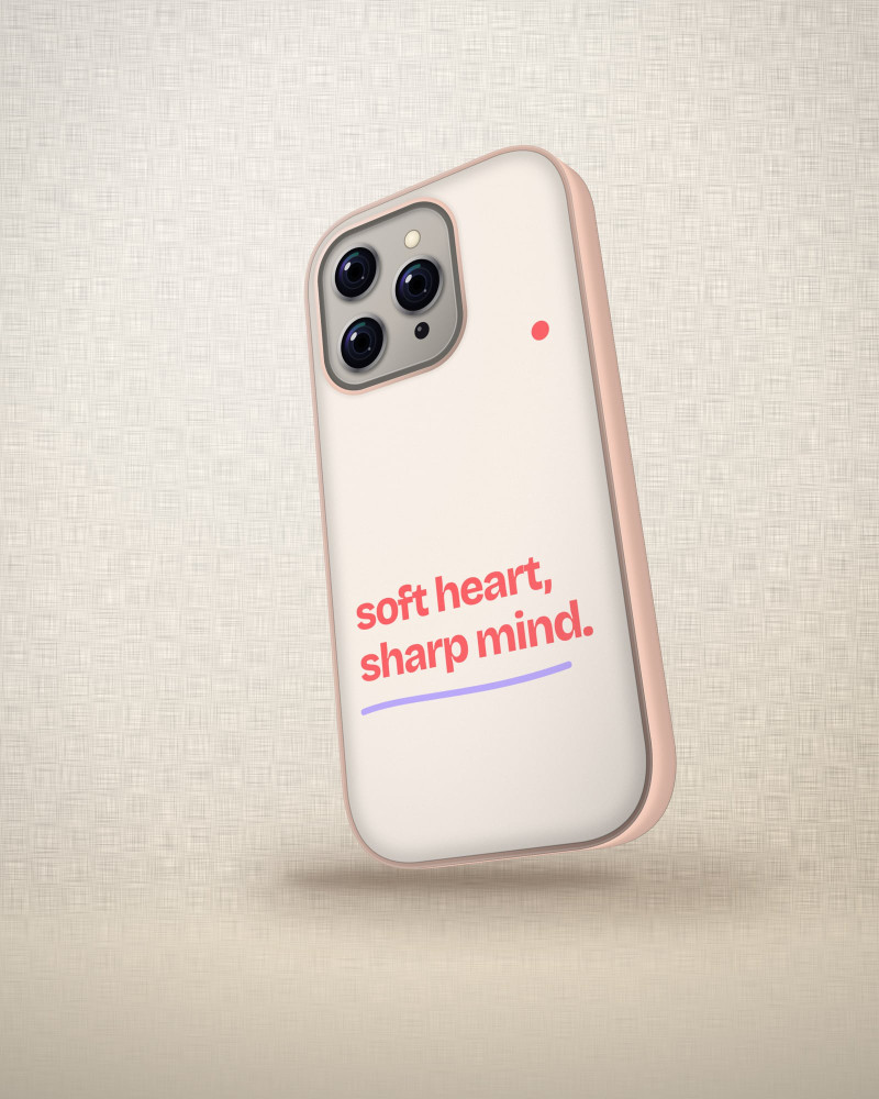 Soft Heart Case on iPhone 16 Pro, angled view