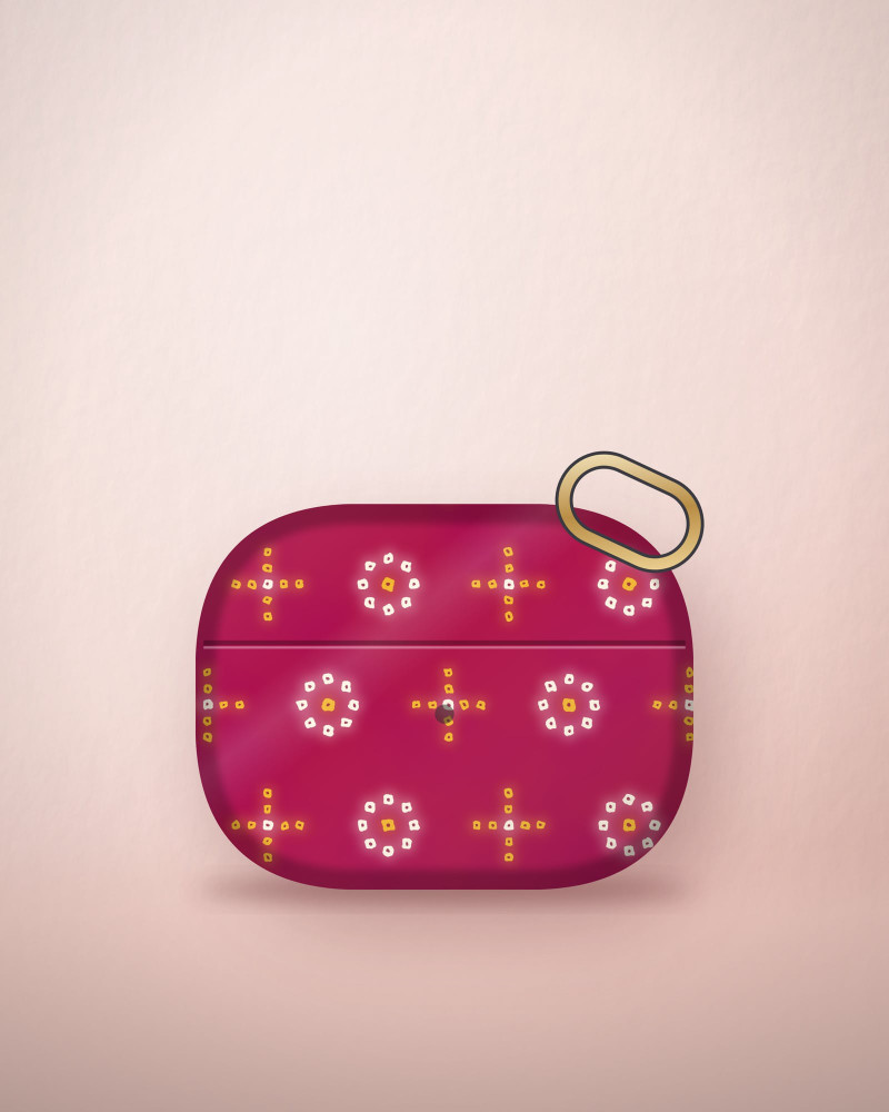 Bandhani Rani earbud case cover, front