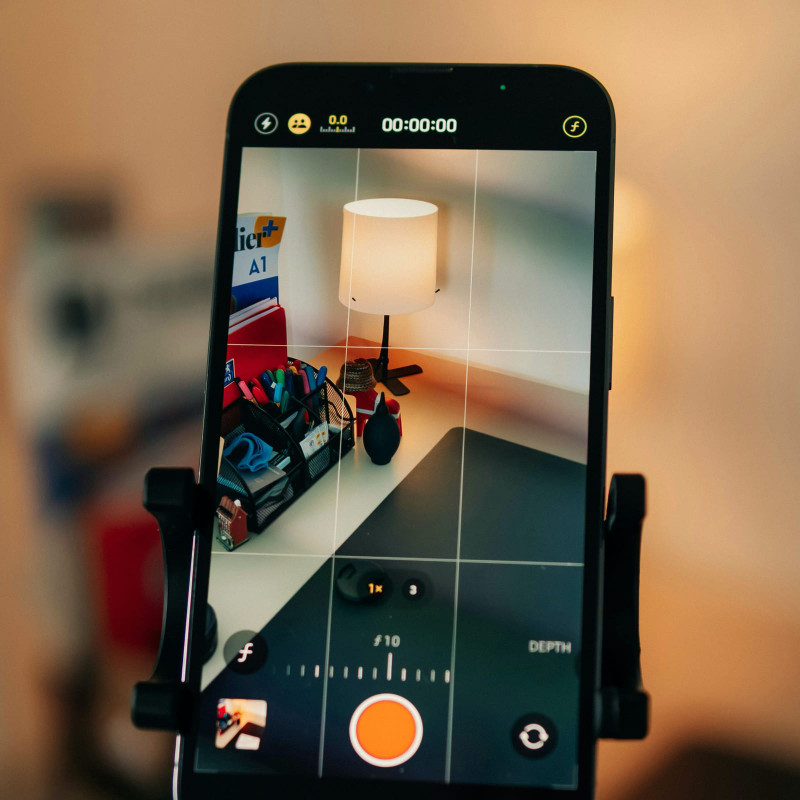 Phone on a tripod recording