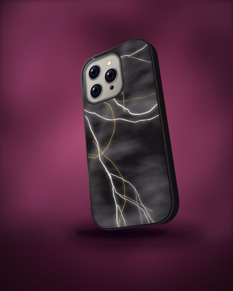 Nero Gold Marble Case on iPhone 16 Pro, angled view