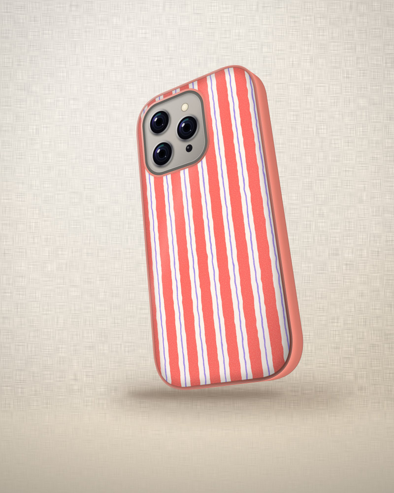 Candy Stripe Case on iPhone 16 Pro, angled view