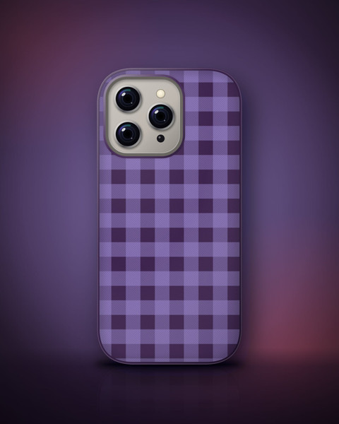Plum Check Case on iPhone 16 Pro, front