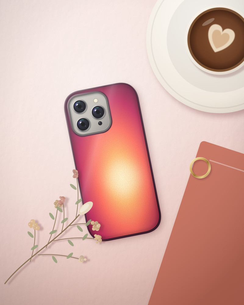 Golden Hour Case on iPhone 16 Pro, flat-lay