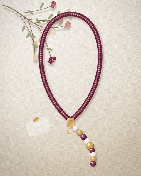 Wine & Gold wrist strap, flat-lay