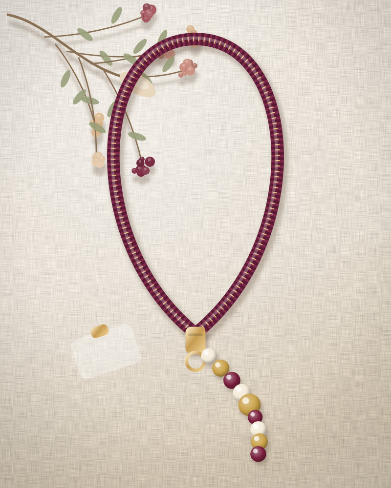 Wine & Gold wrist strap, flat-lay