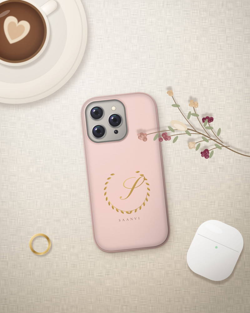 Signature Script Case on iPhone 16 Pro, flat-lay