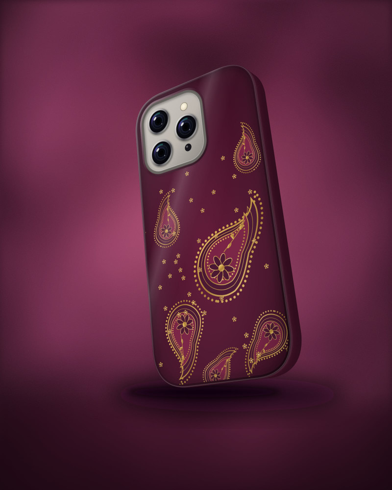 Kalka Paisley Case on iPhone 16 Pro, angled view