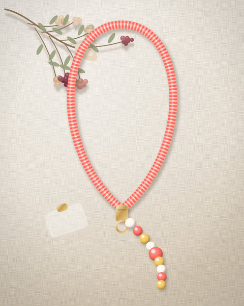 Coral & Blush wrist strap, flat-lay