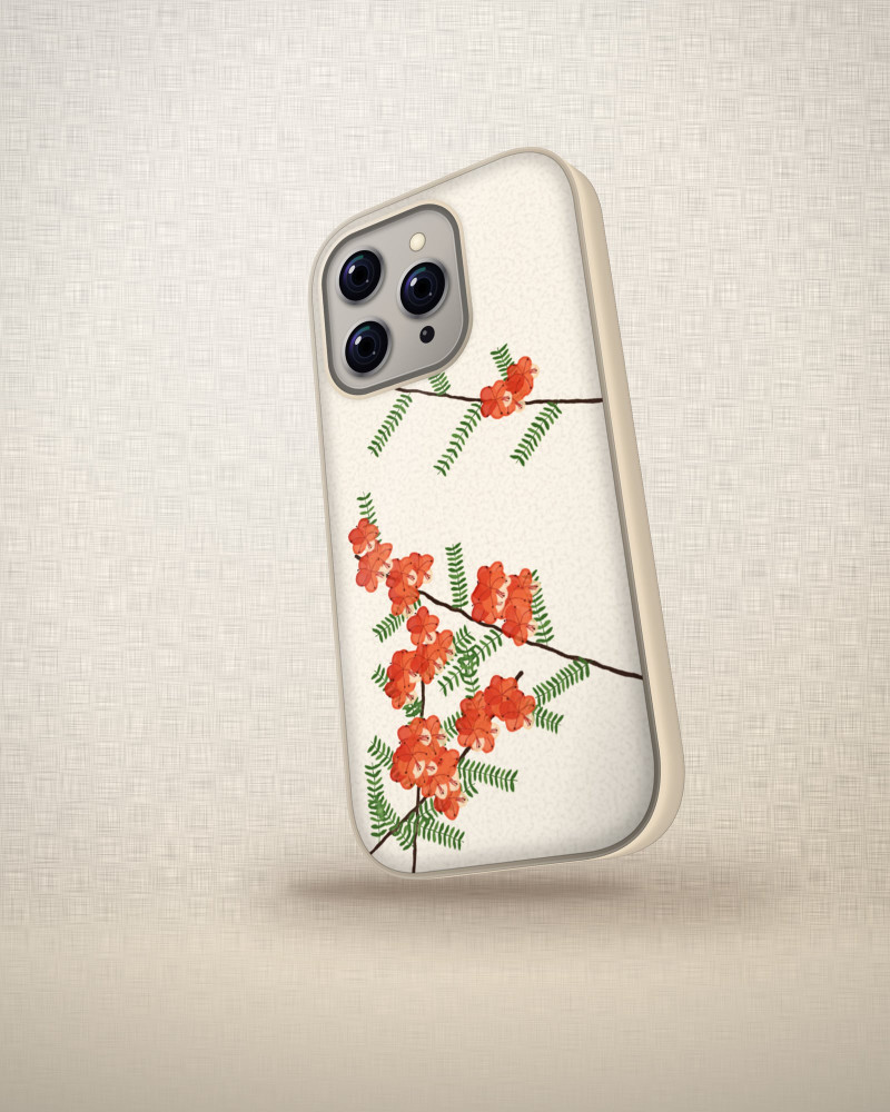 Gulmohar Case on iPhone 16 Pro, angled view