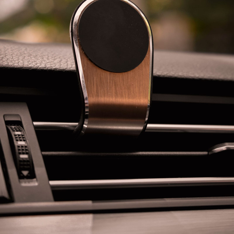 Magnetic phone holder on a car vent