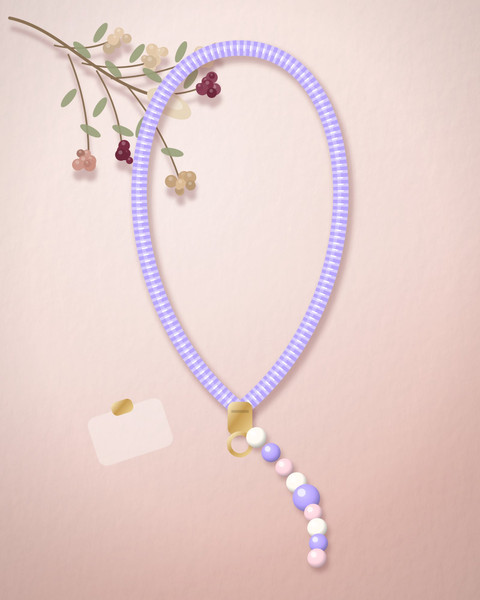 Lilac & Cream wrist strap, flat-lay