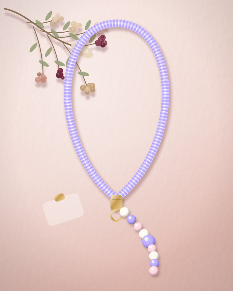 Lilac & Cream wrist strap, flat-lay