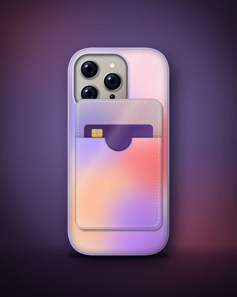 Aura Bloom card wallet on a matching case
